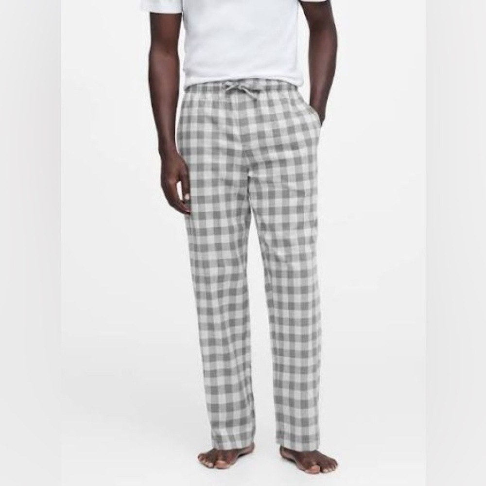 Banana Republic Men's Gray Plaid Flannel Pajama Pants
